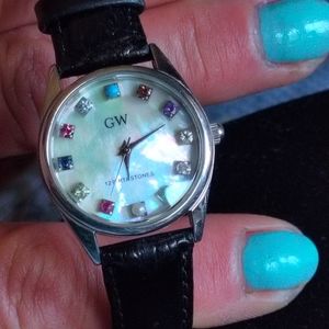 Gemstone watch with leather band GEMS TV
